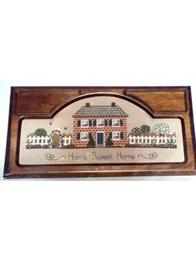 Country Home Plaque Cross Stitch Kit 14 Count Smoke Aida Floss Needle Chart